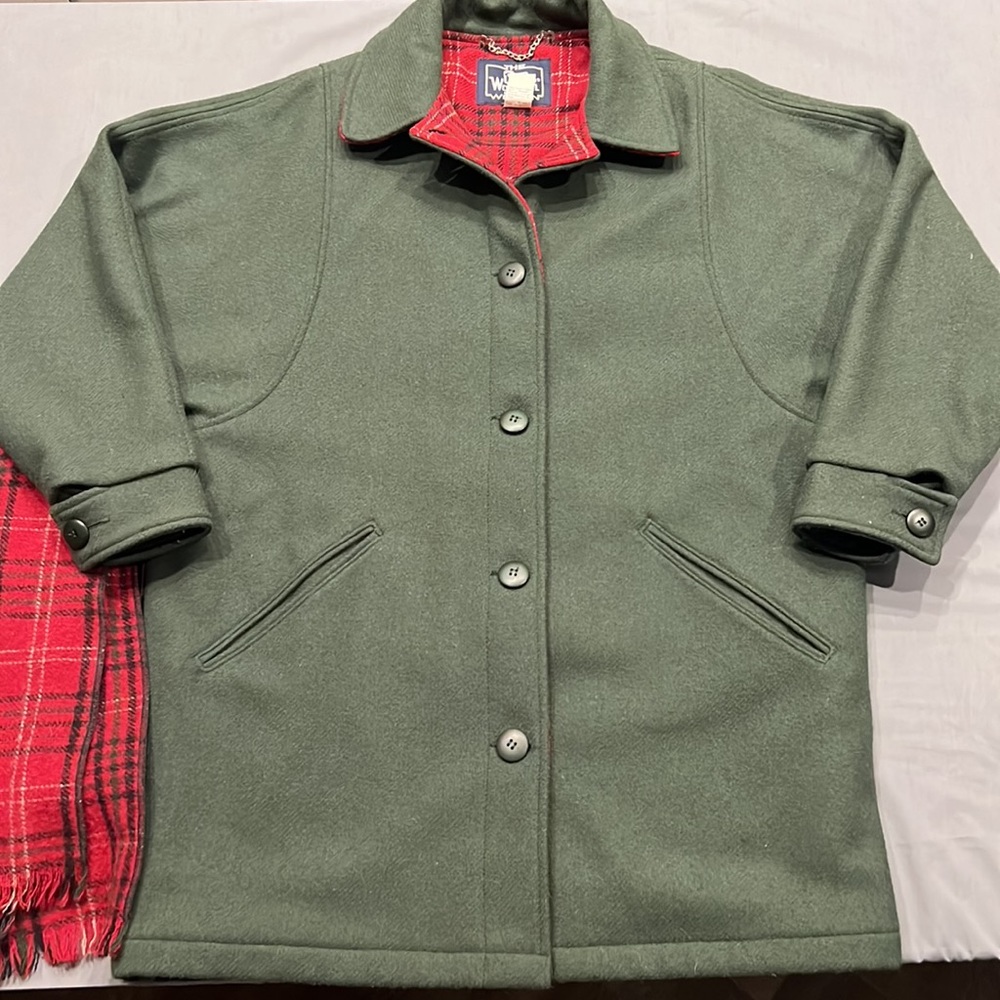 Vintage Woolrich Wool Pea Coat with Scarf